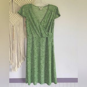Ann Taylor Loft leaf-pattern green dress